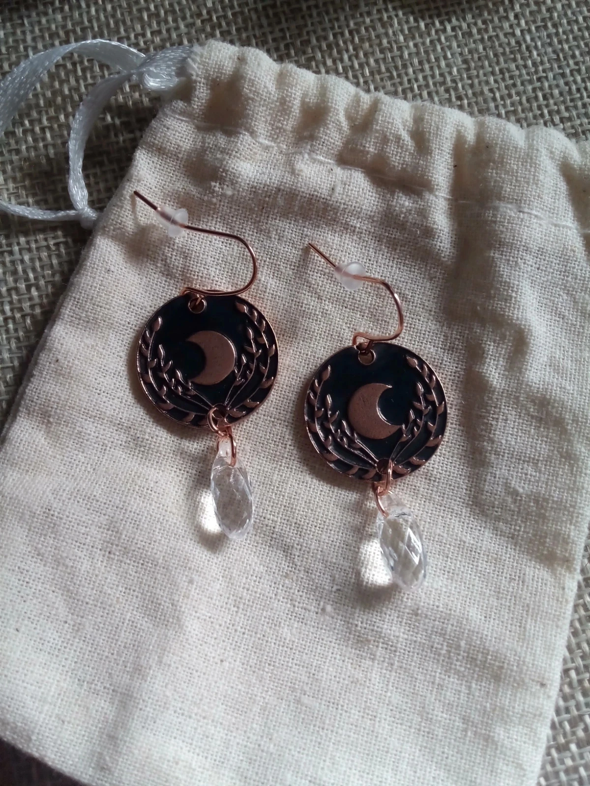 Boucles d'oreilles médaillon quartz de lune – photo 2